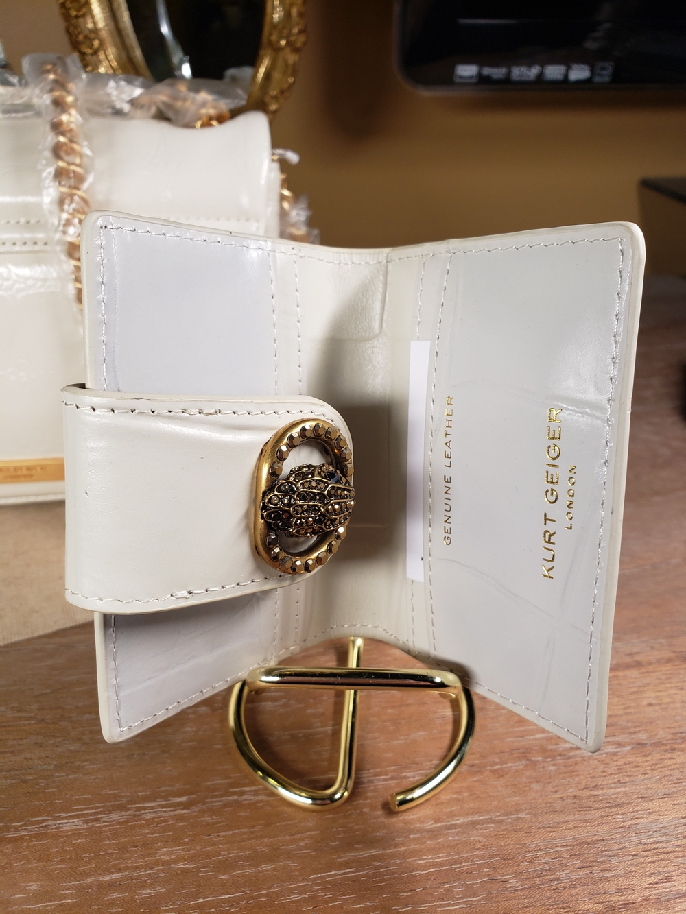 Kurt Geiger Bone Gem Studded Croc Embossed Crossbody w/ Wallet SET! NWT! - Picture 12 of 15